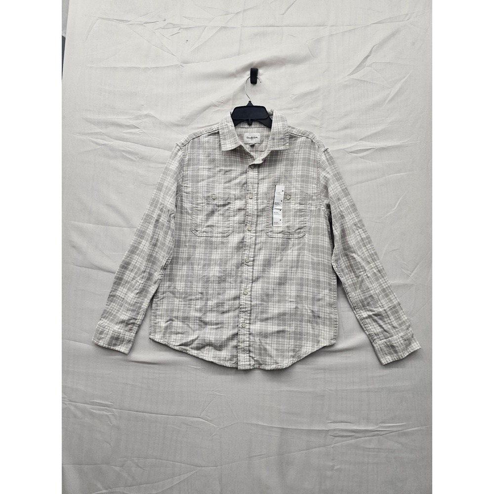 Goodfellow & Co Mens Midweight Flannel Shirt Gray Plaid Button Down M‎ 043167218